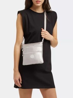 Kipling Keiko Platinum Metallic Crossbody Bag NWT
